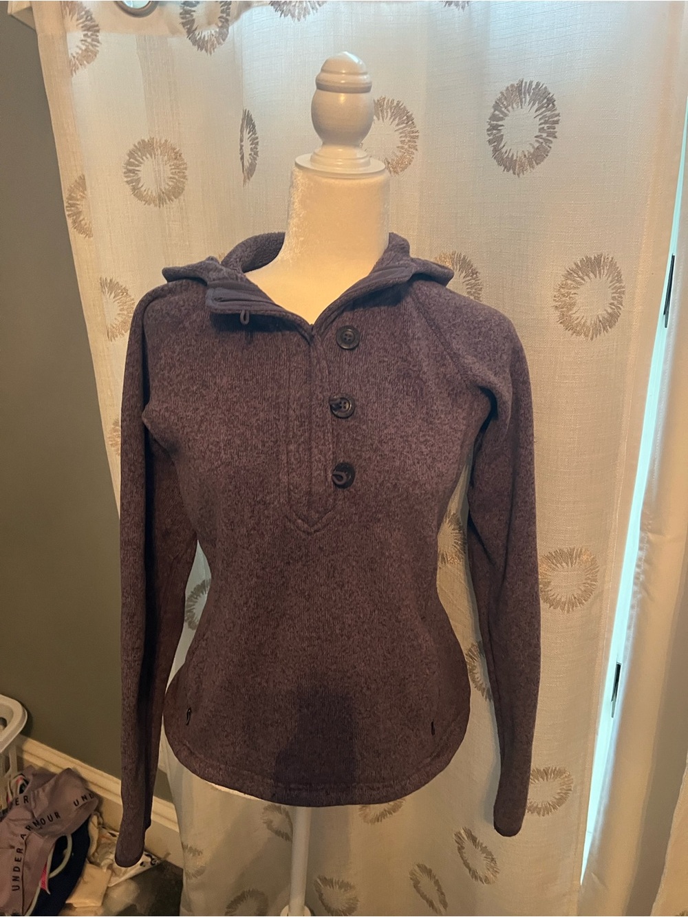 The North Face Women's Purple Hooded Button Pullover Sweatshirt